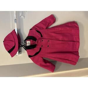Vintage Rothschild 4T Kids' Pink Wool Coat Matching Hat, Double-Breasted Classic